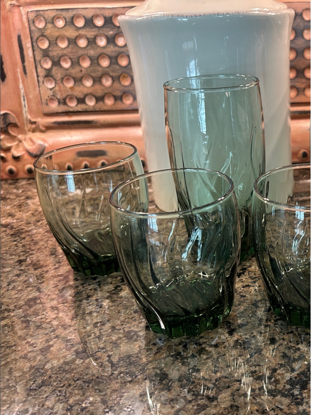 Anchor Hocking Smoke Green Swirl Glass Tumbler Set